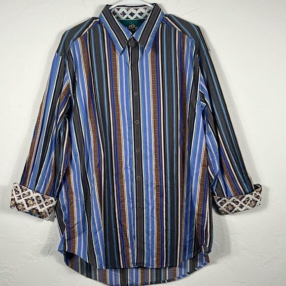 🔥🔥 ROBERT GRAHAM Designer Button Down LS Shirt Men Sz XL (fits Lg) - EXCELLENT - Picture 1 of 10